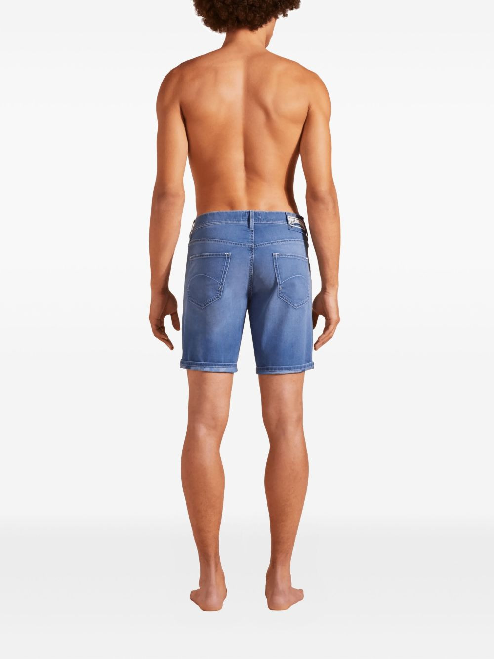 tropical-turtles-print denim shorts - 2