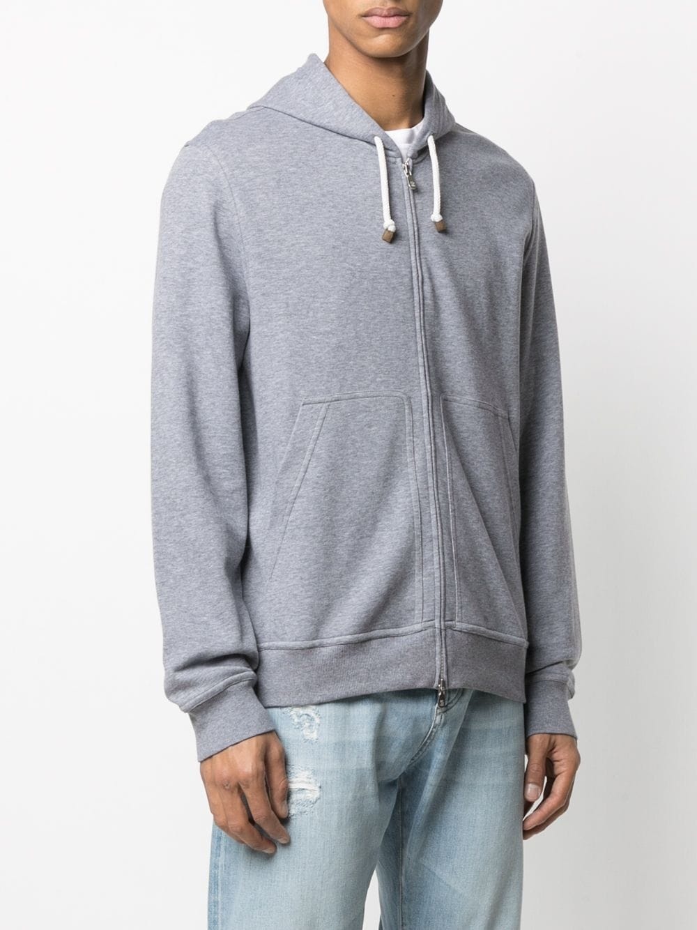 drawstring zipped hoodie - 3