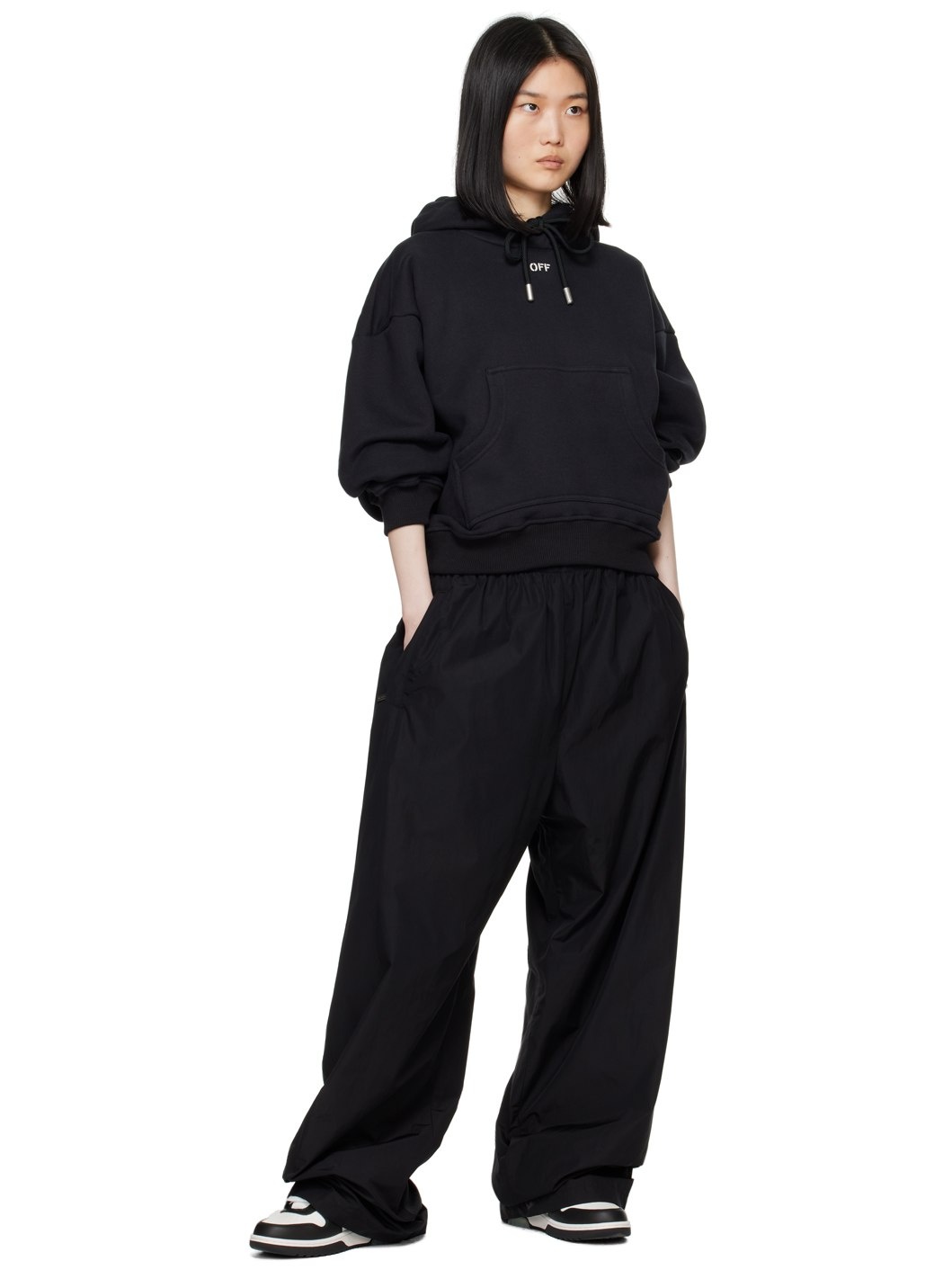 Black Off Stamp Round Hoodie - 4