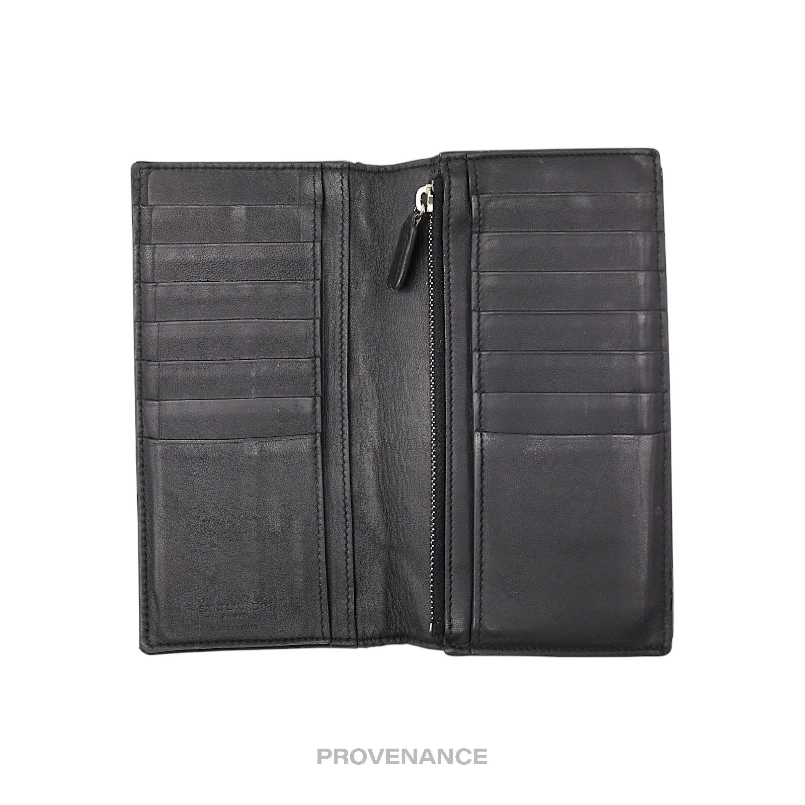 Saint Laurent Paris SLP Long Wallet - Black Croc Leather - 4