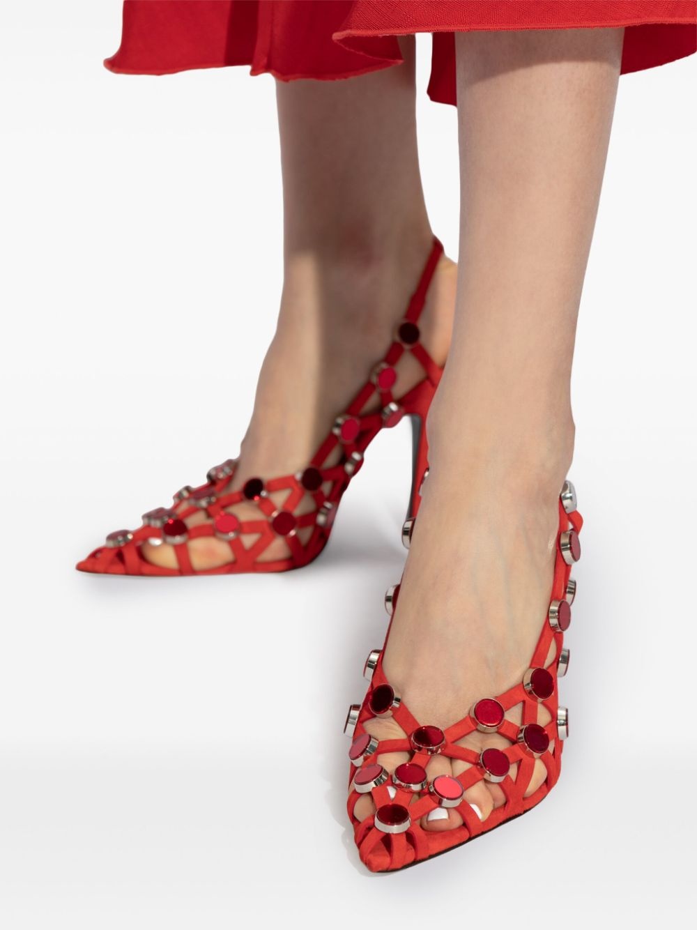 Grid 105mm leather pumps - 5