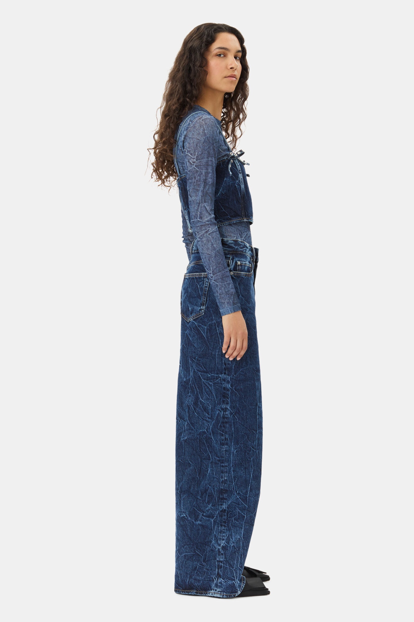 BLUE CRINKLED FUTURE DENIM MARRI JEANS - 4