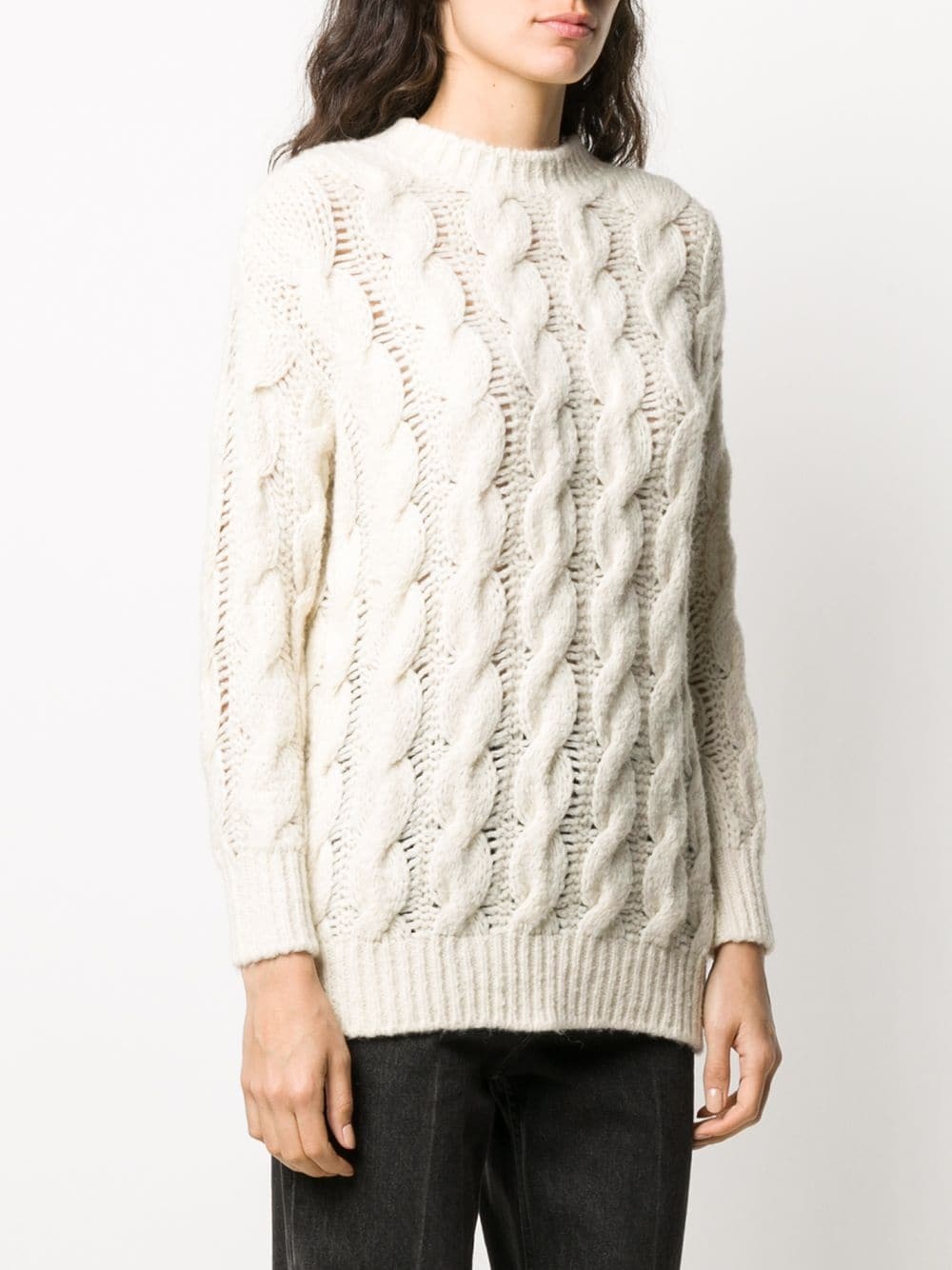 cable-knit crew neck jumper  - 3