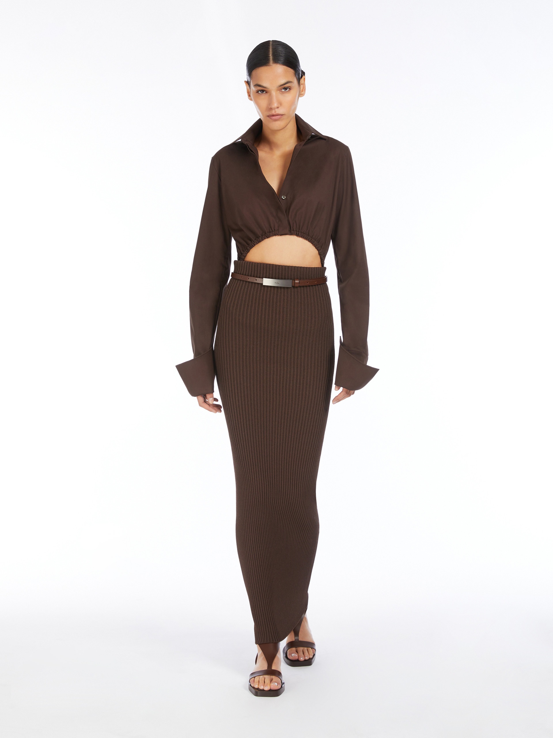 スカート MAX MARA APRILE LONG SKIRT IN VISCOSE YARN Max Mara APRILE1234 Long viscose yarn skirt | REVERSIBLE