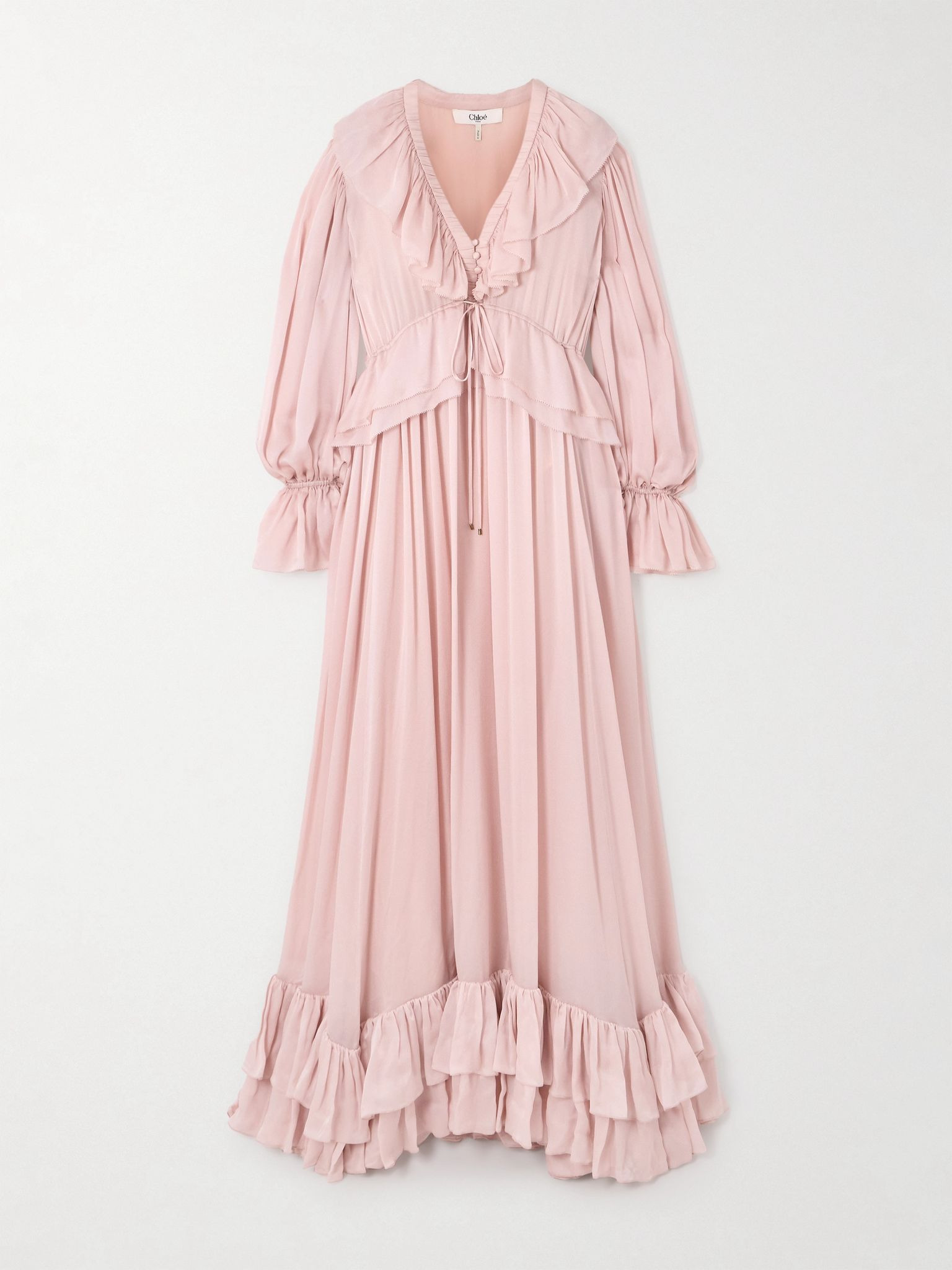 Ruffled silk-chiffon gown Pink - 1