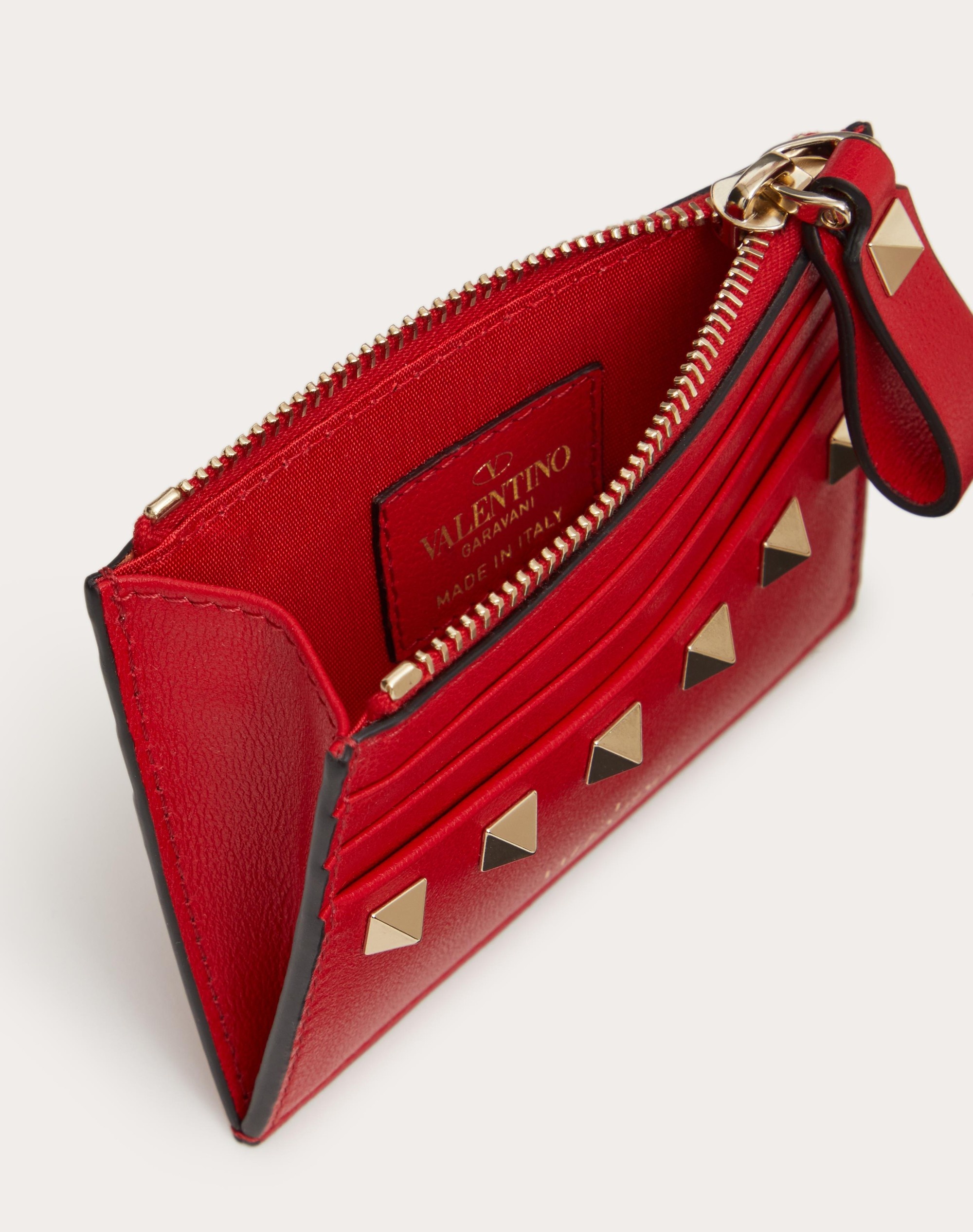 ROCKSTUD CALFSKIN CARDHOLDER WITH ZIPPER - 5