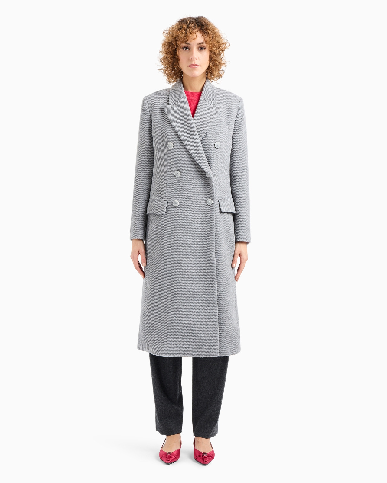 Double-breasted wool blend cover fabric coat - 2