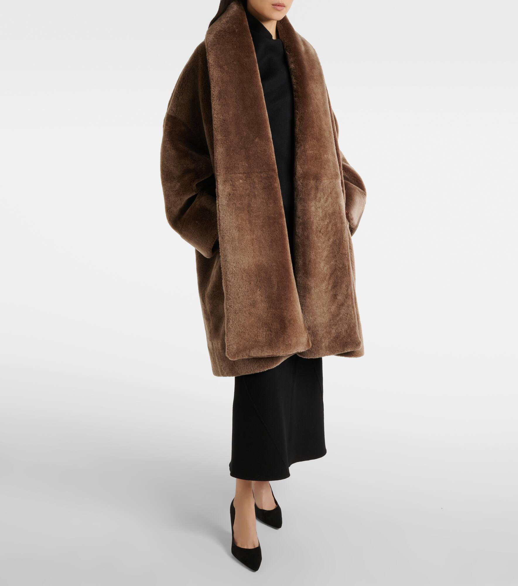 Lucja shearling wrap coat - 7