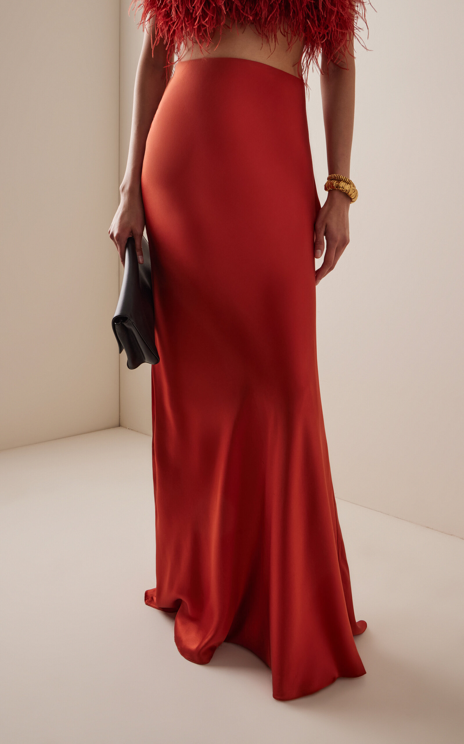 Sublimes Silk-Charmeuse Maxi Skirt red - 3