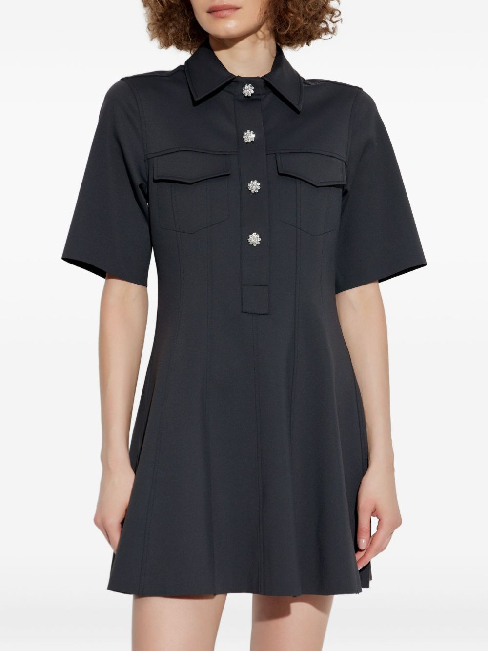embellished short-sleeved mini day dress - 3