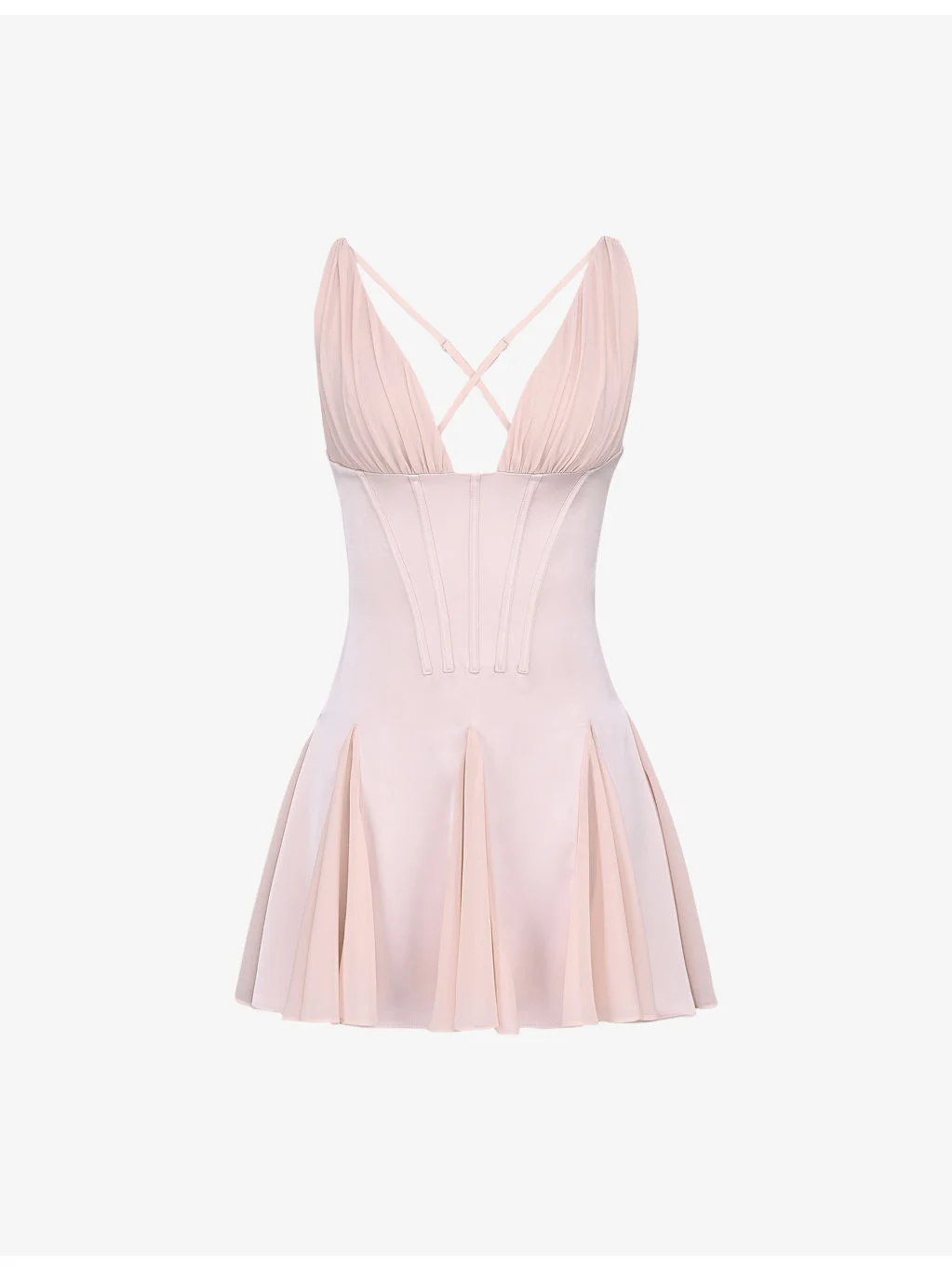 Samida Plunge-Neck Stretch-Satin Mini Dress - 1