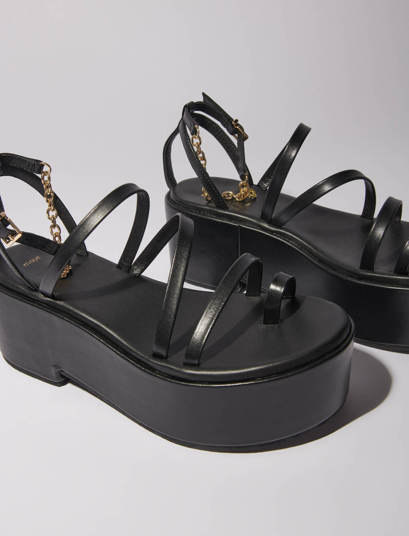 maje Leather platform sandals outlook