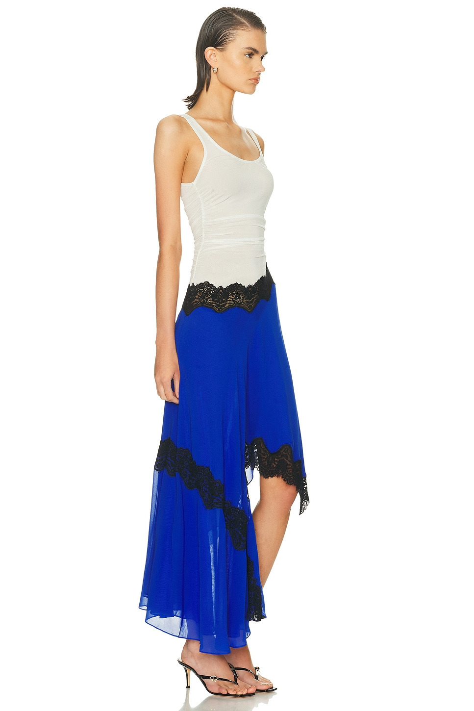 Cutaway Lace Gathered Tank Dress - 2