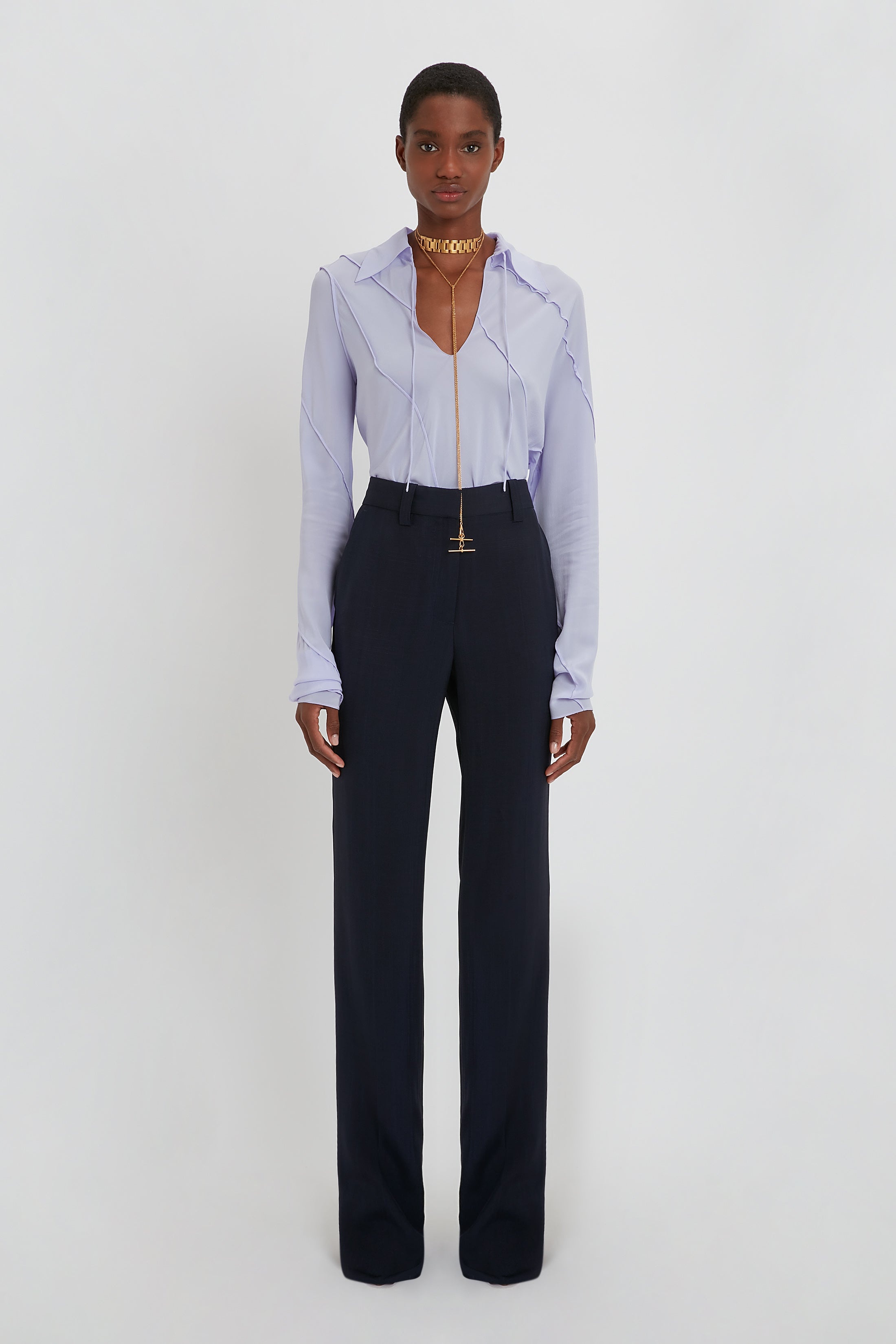 Tailored Straight Leg Trouser In Ink Blue - 2