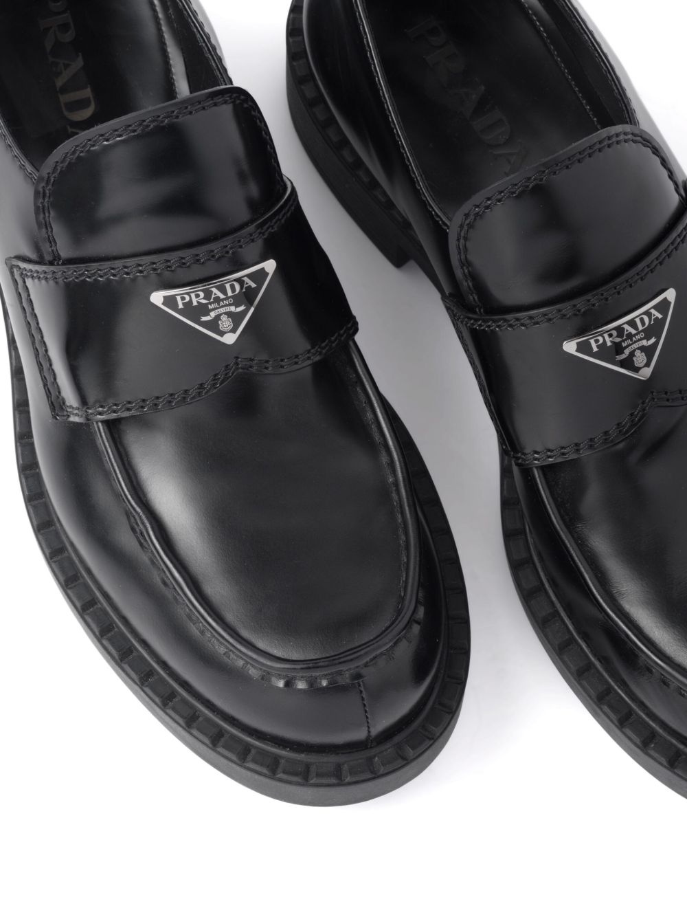 brushed-leather loafers - 6