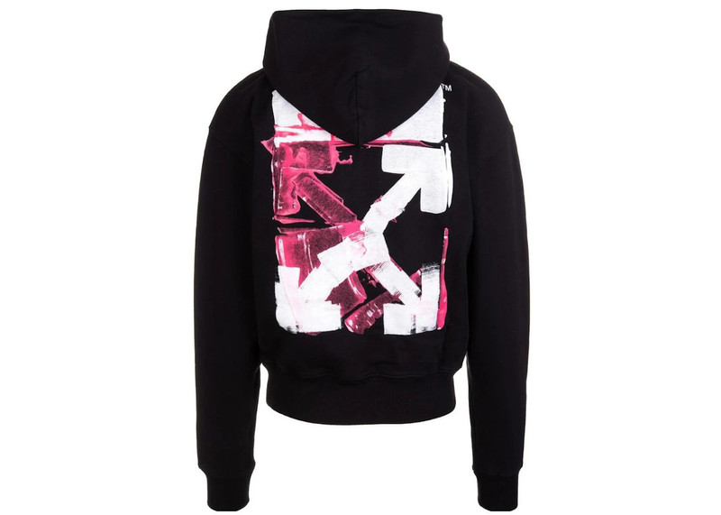 Off-White OFF-WHITE Acrylic Arrow Logo Print Hooded Sweatshirt Black outlook