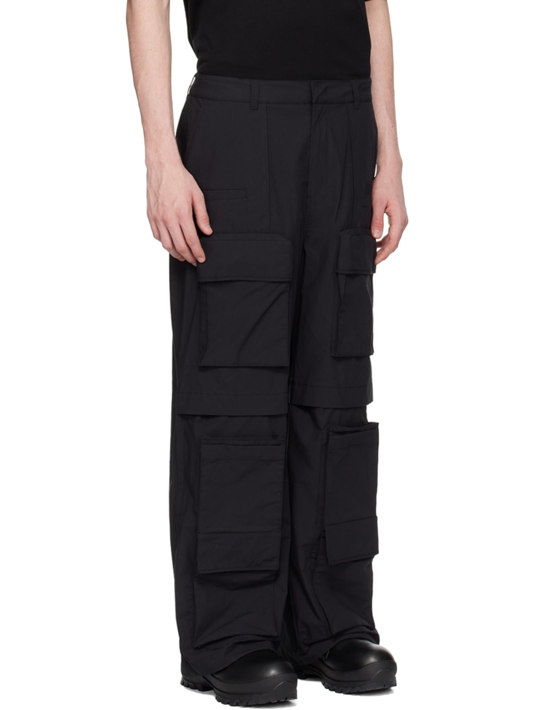 Black Vented Cargo Pants - 2