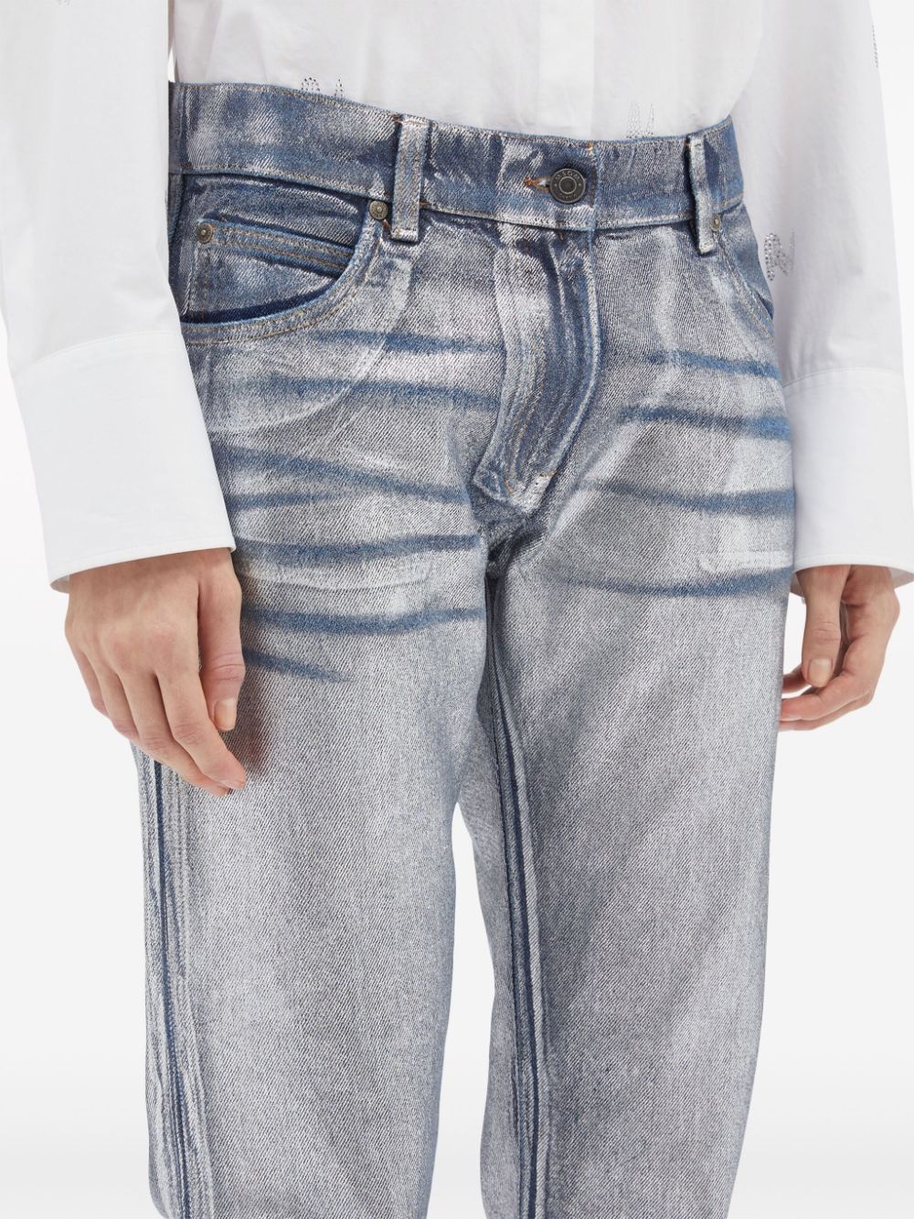 metallic-finish straight jeans - 5