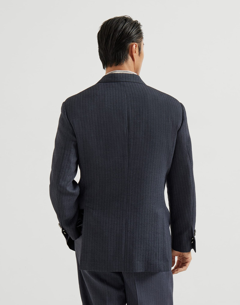 Virgin wool and paper fiber chevron Tailor blazer with metal buttons 3