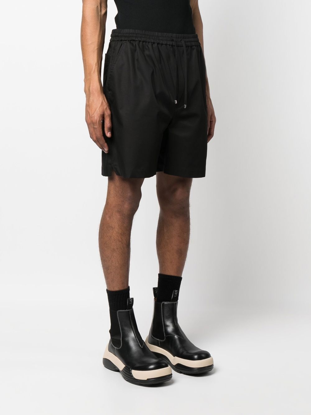 logo-patch cotton drawstring shorts - 3