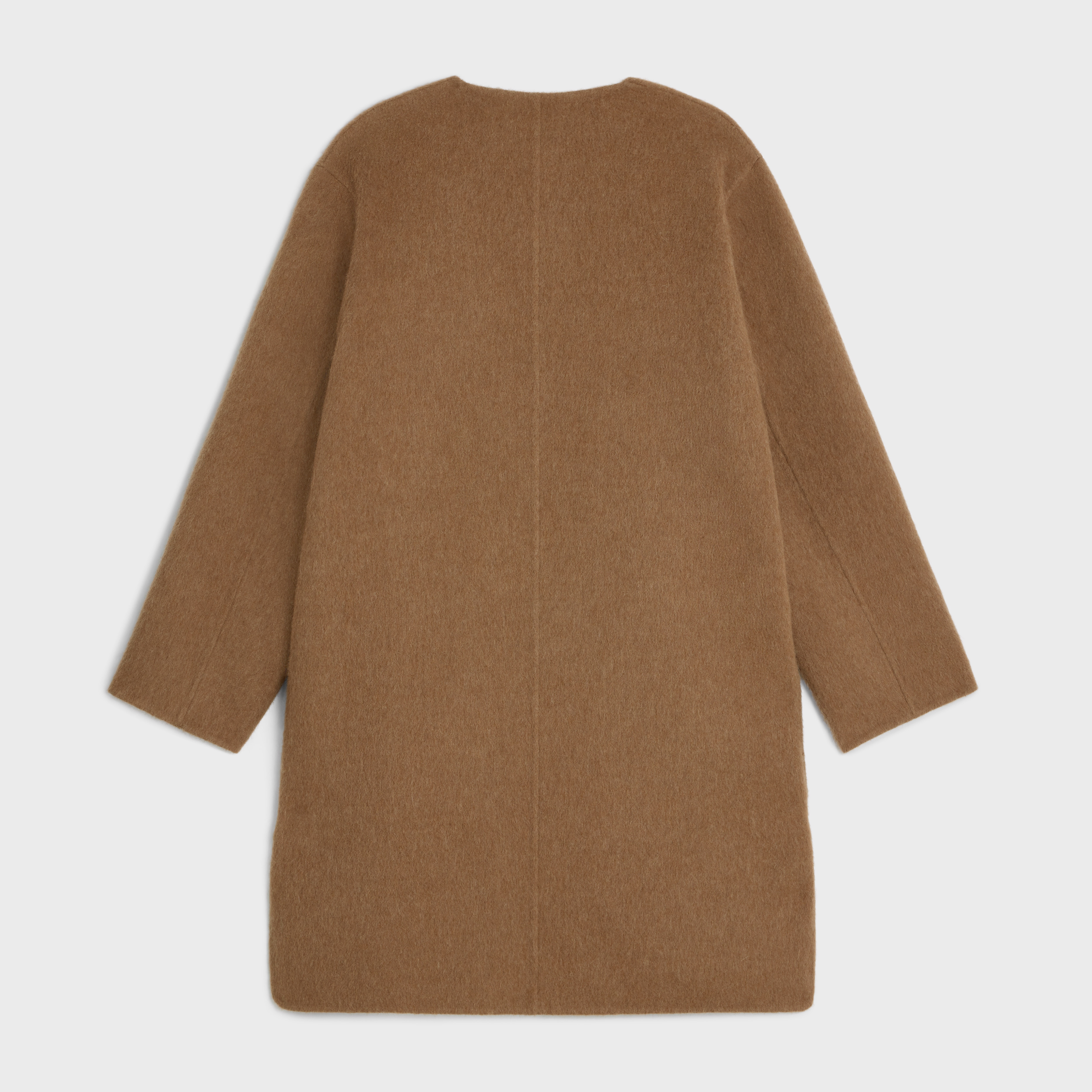 coat with pure collar in brushed llama - 2