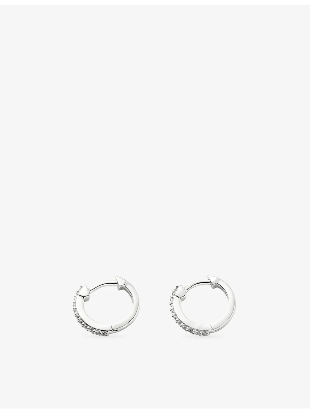 Classic Pave Huggies 925 Sterling Silver Hoop Earrings - 1