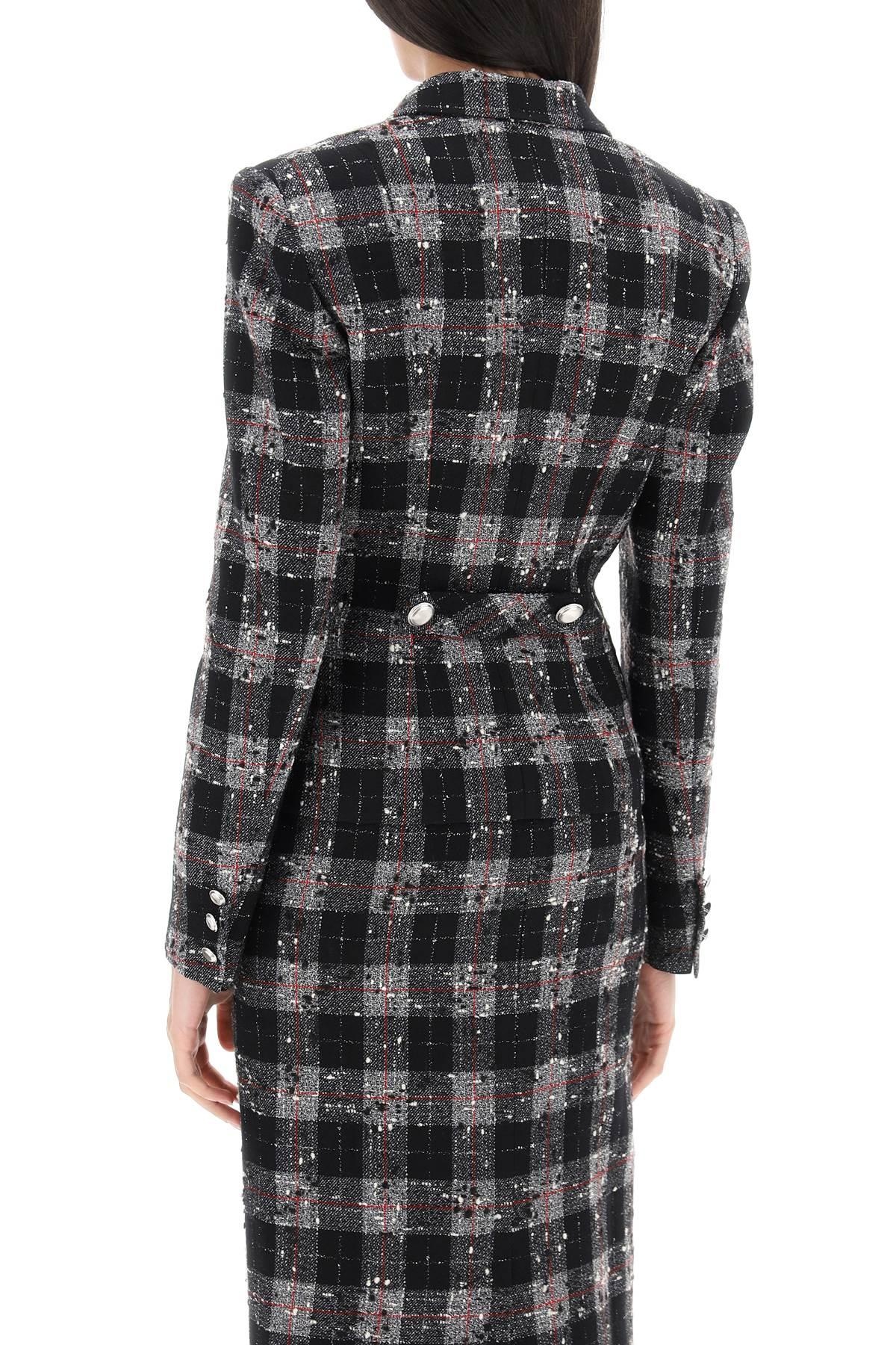 Alessandra Rich Single Breasted Jacket In Boucle' Fabric With Check Motif - 4