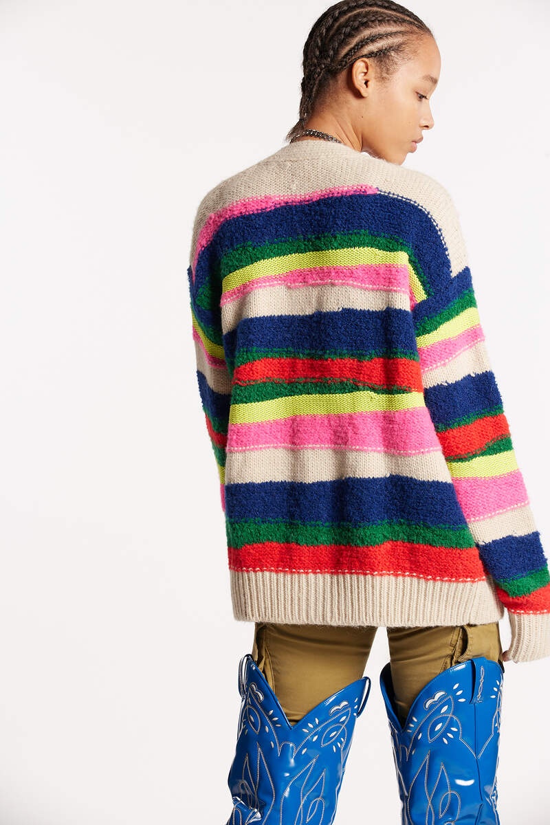 MULTICOLOR WAVED STRIPES CARDIGAN KNIT - 2