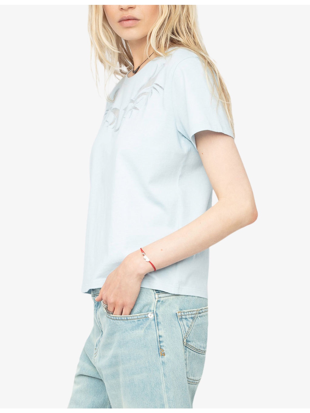 Alys Fishnet-Embroidered Short-Sleeve Cotton T-Shirt - 3