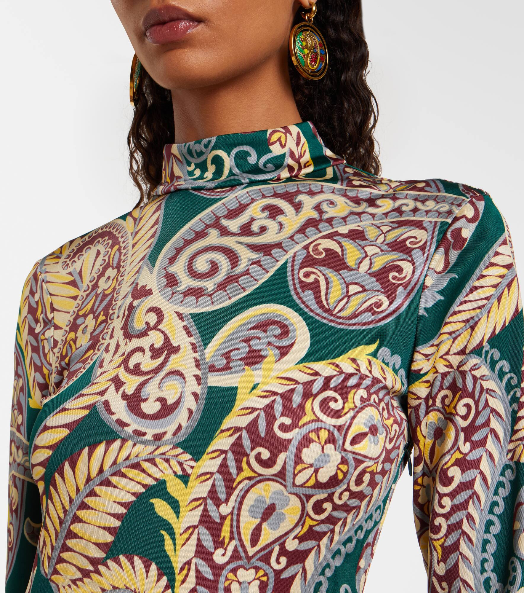 Paisley asymmetric midi dress - 4