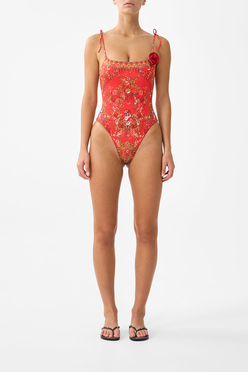 CAMILLA STRAIGHT NECK ONE PIECE WITH ROSETTE DETAIL outlook