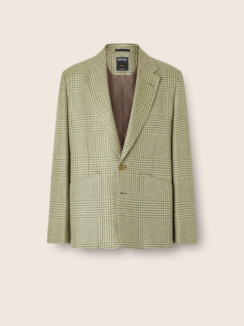 ZEGNA OLIVE GREEN CROSSOVER LINEN WOOL AND SILK JACKET outlook