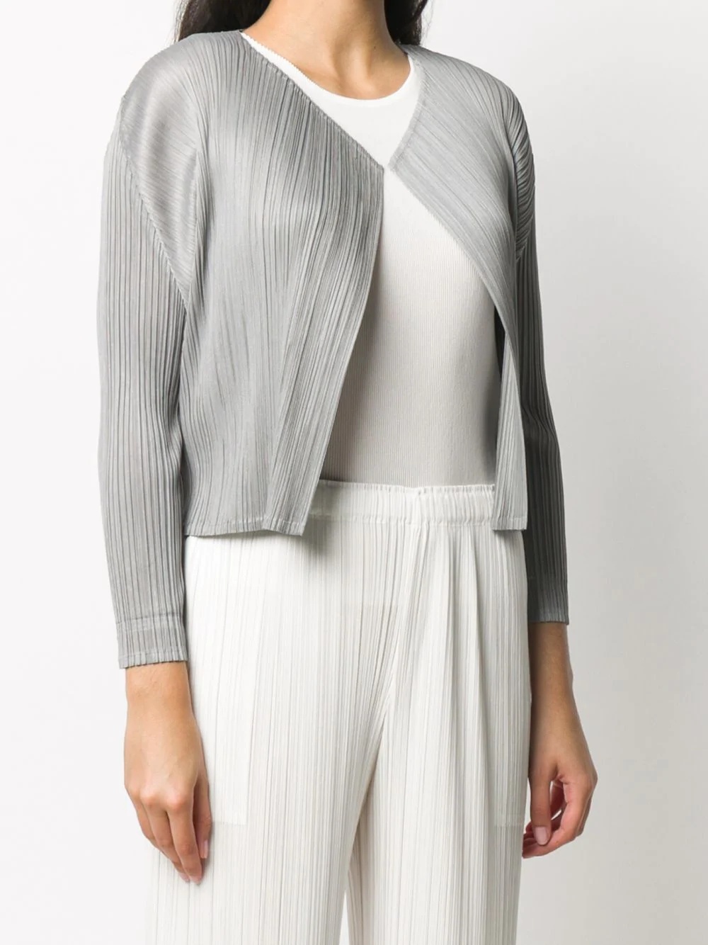 micro-pleated cropped jacket - 3