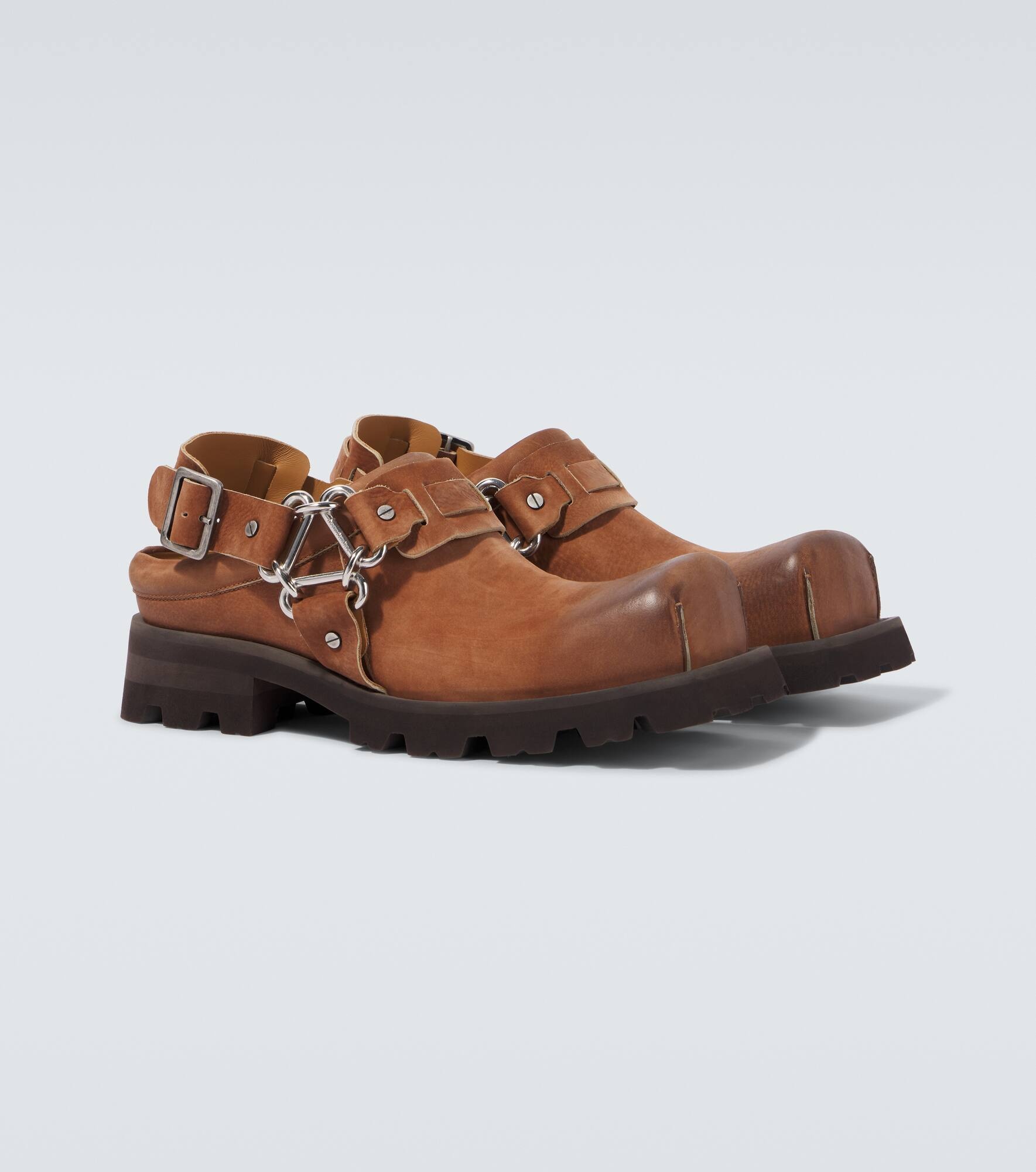 Leather slingback mules - 5