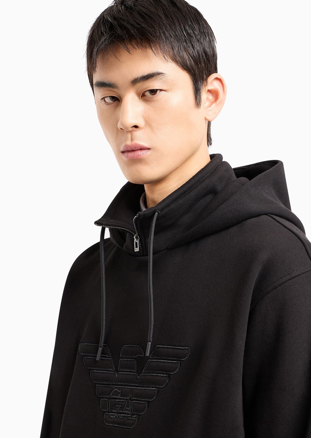 Hooded jersey sweatshirt with embossed domed logo - 5