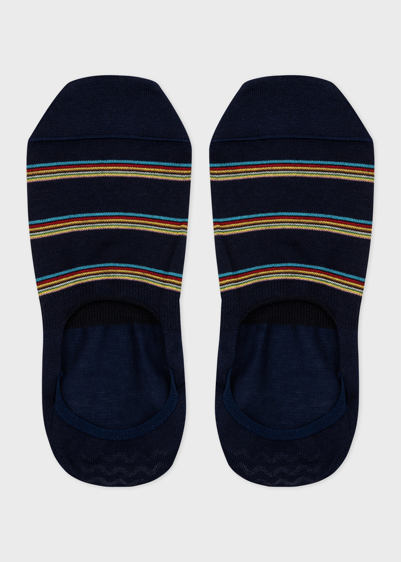 Paul Smith Navy 'Signature Stripe' Block Loafer Socks outlook