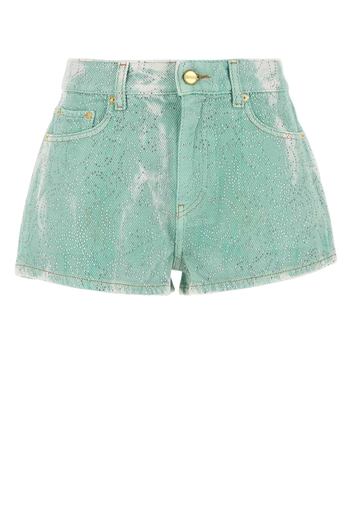 Ganni Women Two-Tone Denim Shorts - 1