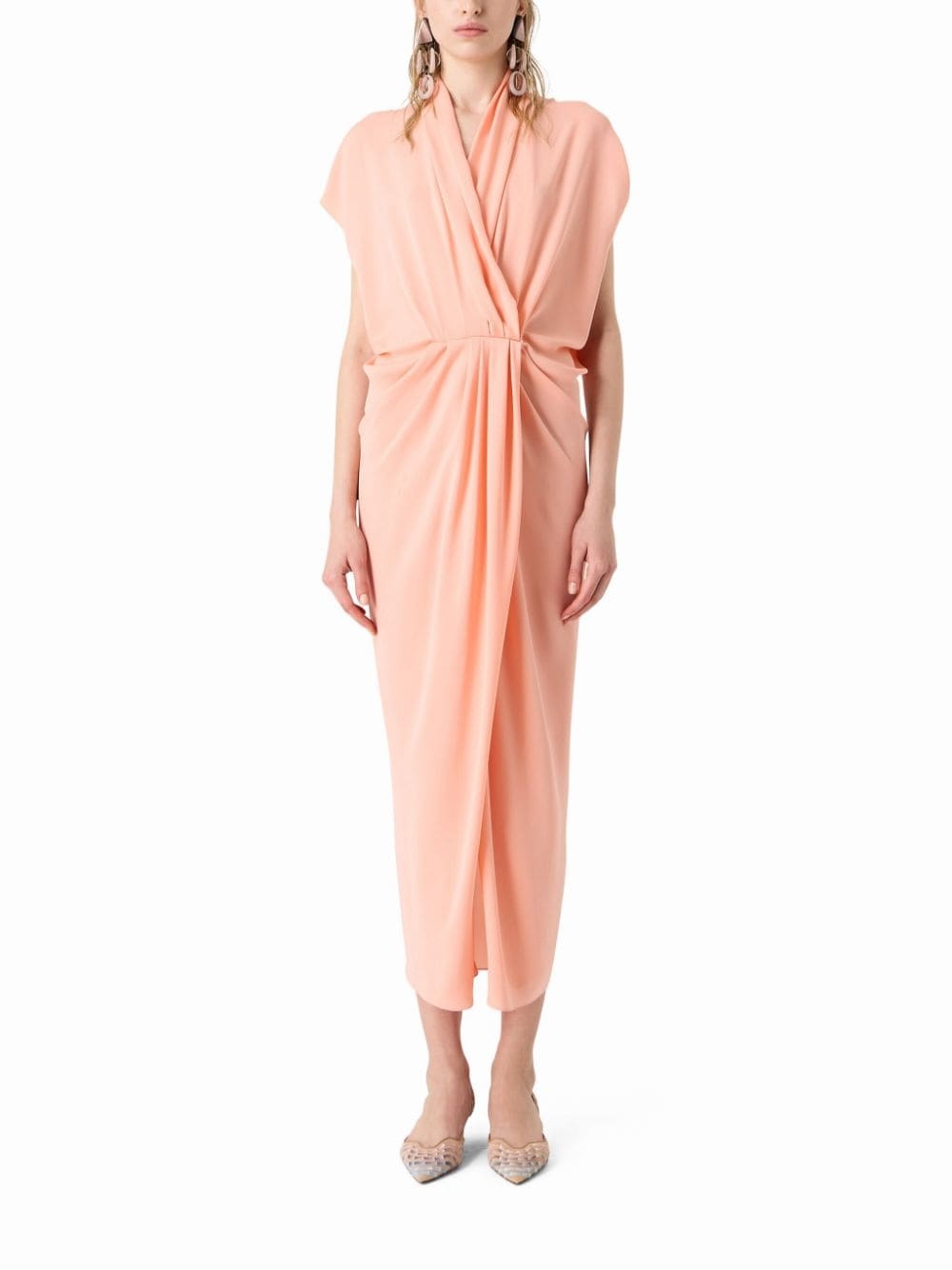 draped silk midi dress - 2
