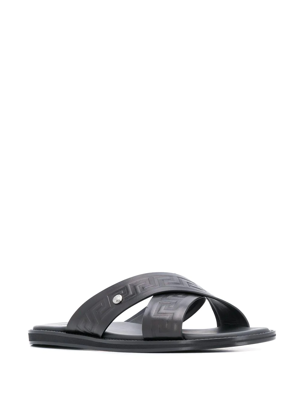 embossed Greca crossover strap sandals - 2