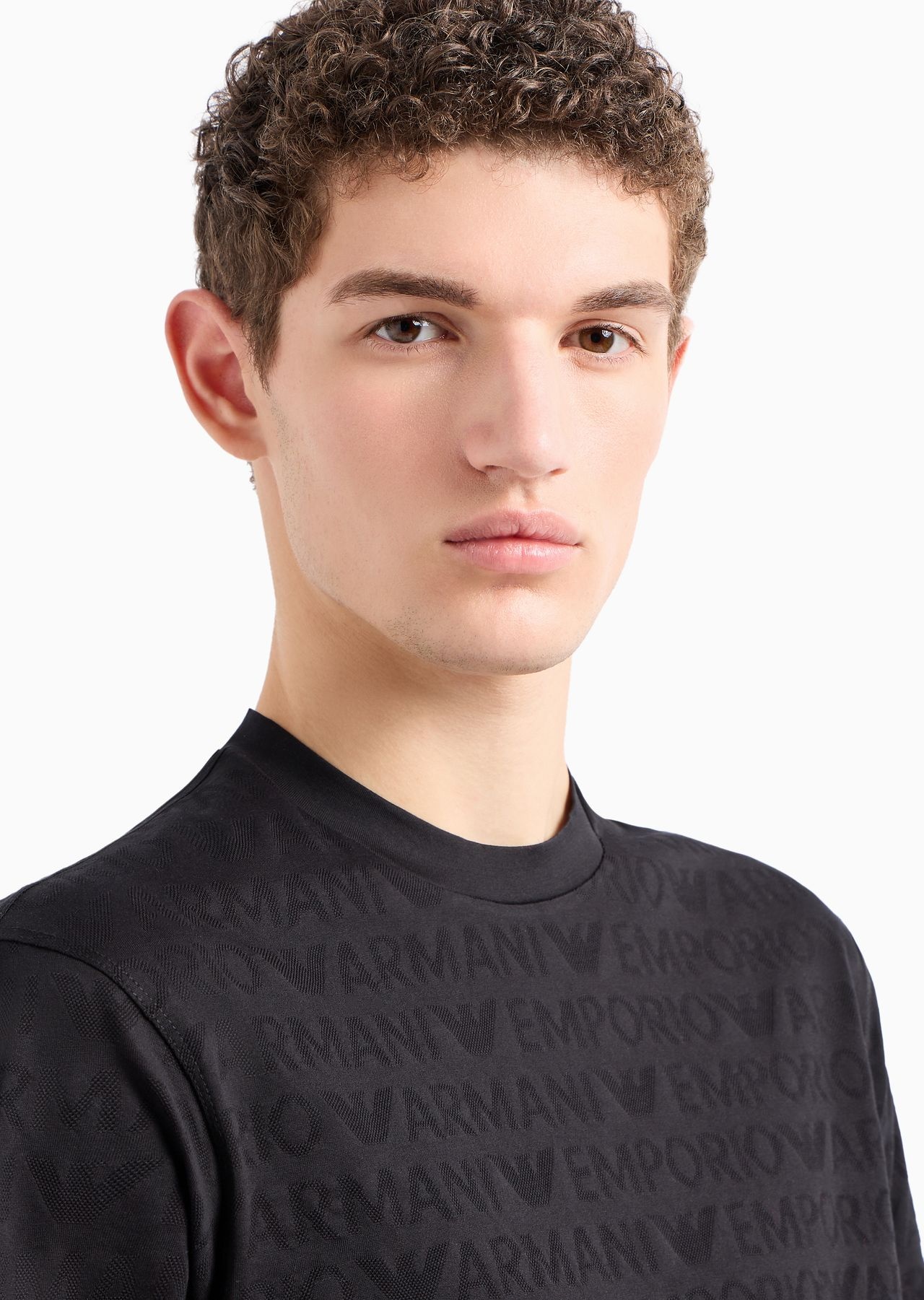 Jersey T-shirt with all-over jacquard lettering - 5