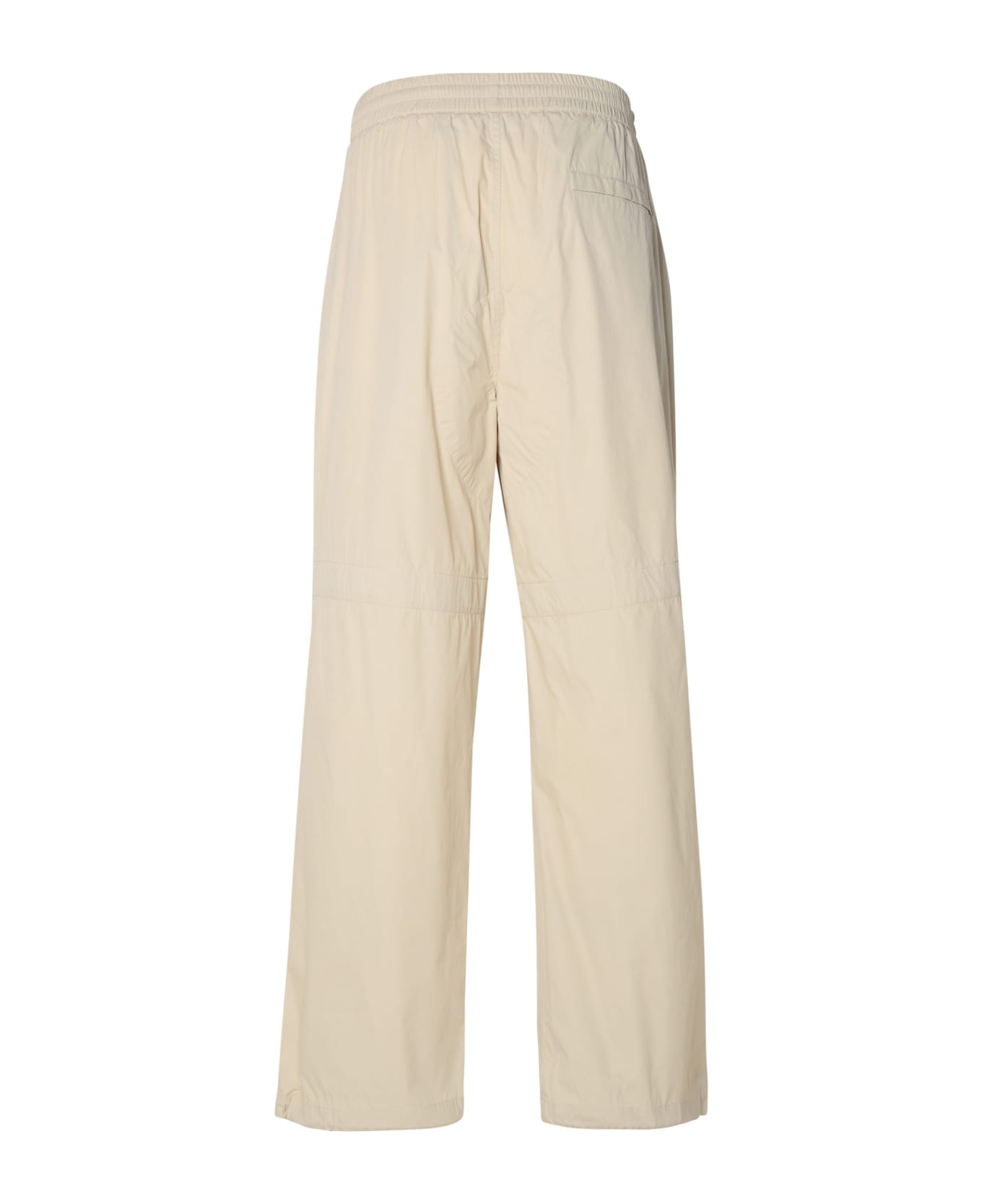 Beige Cotton Blend Trousers - 3