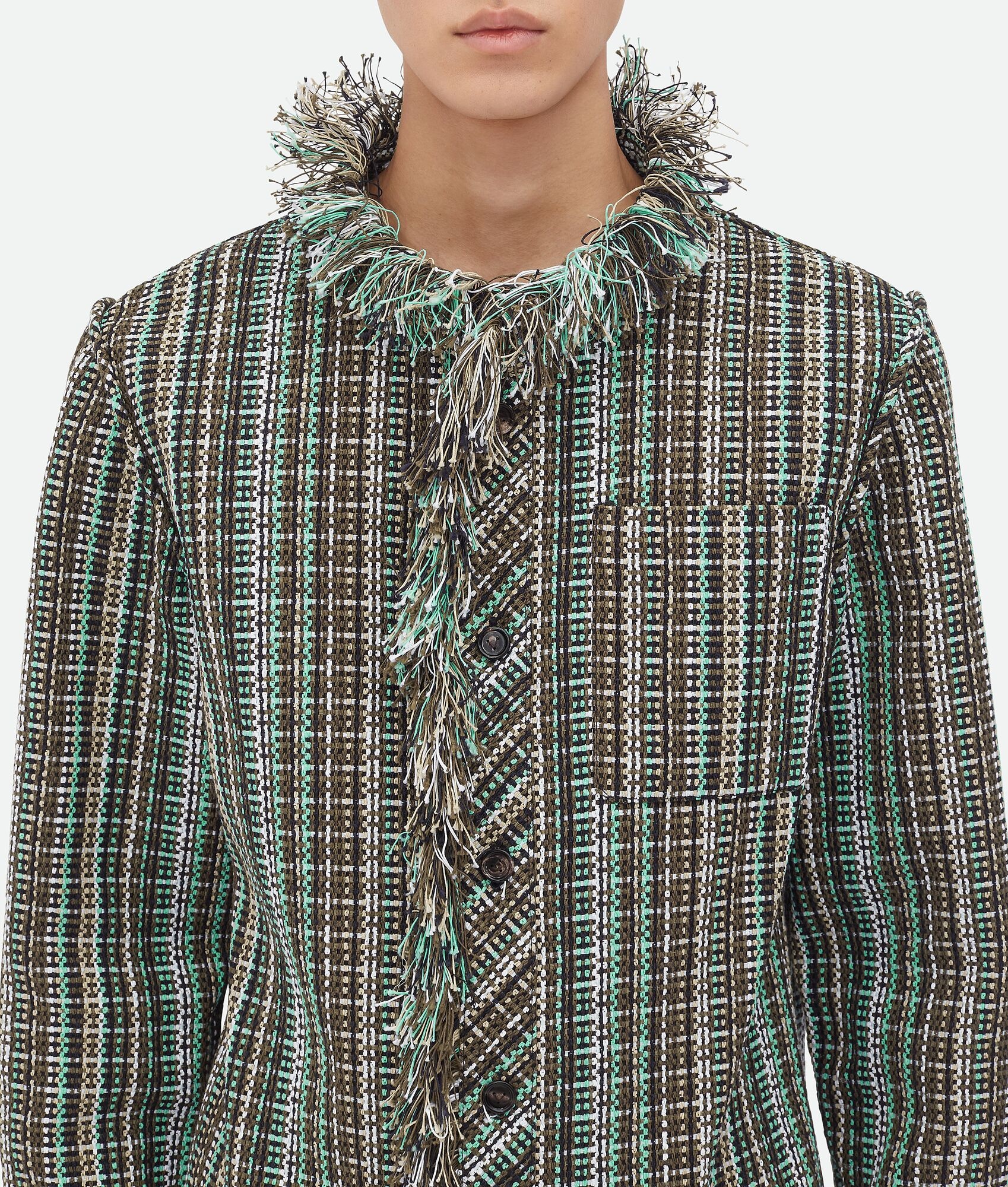 Cotton Check Jacket With Fringes - 5