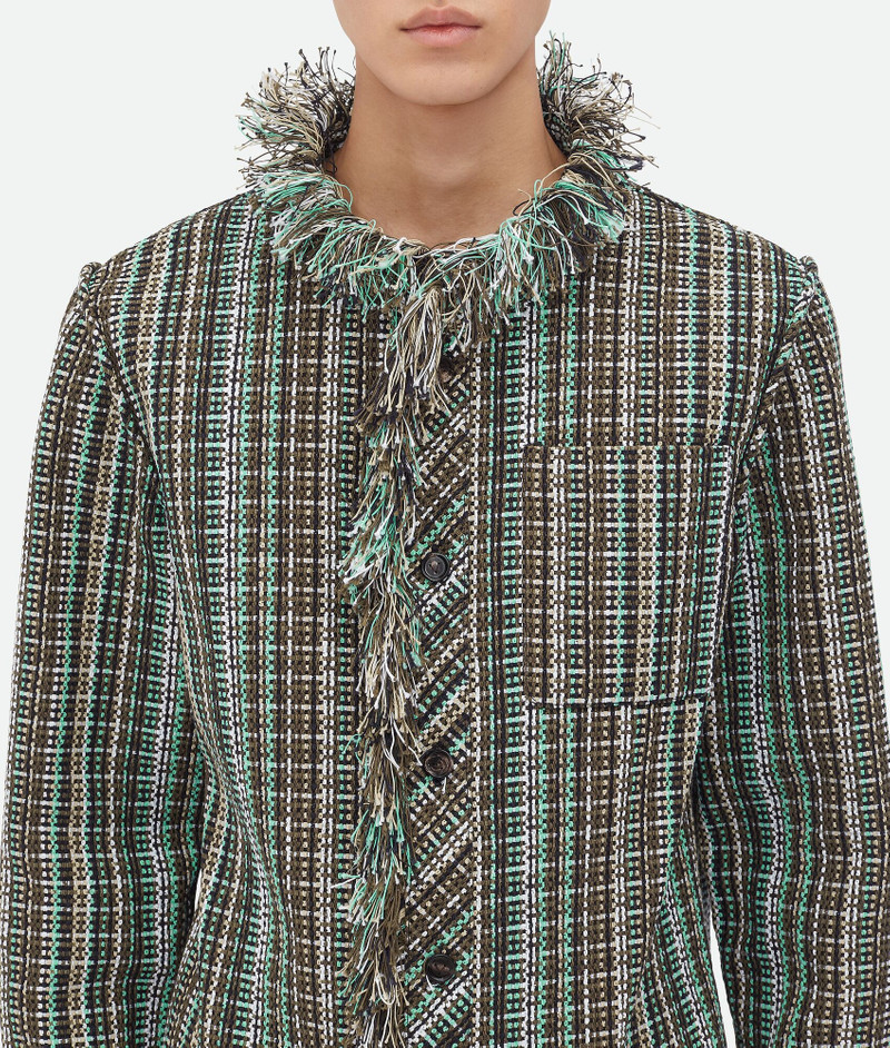 Cotton Check Jacket With Fringes 5