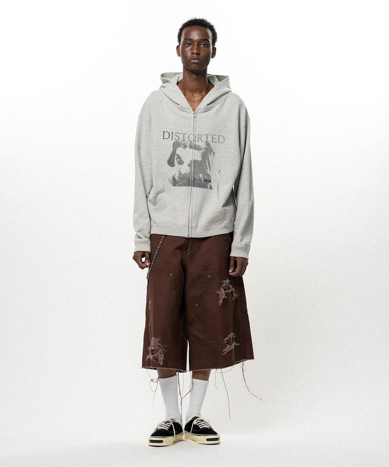 "DISTORTED Girl" Zip-up Hoodie 9