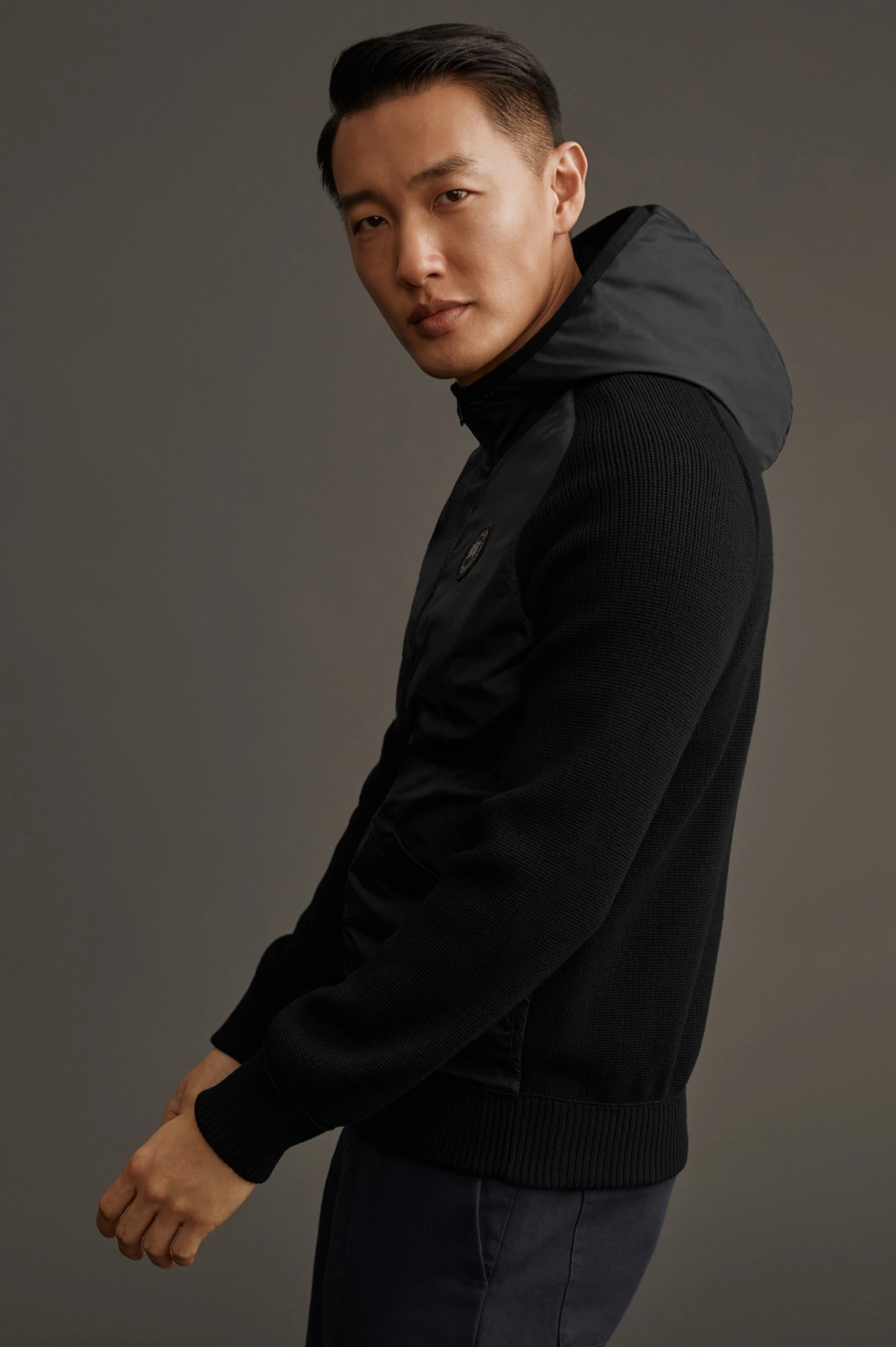 HYBRIDGE KNIT REVERSIBLE HOODY BLACK LABEL - 4