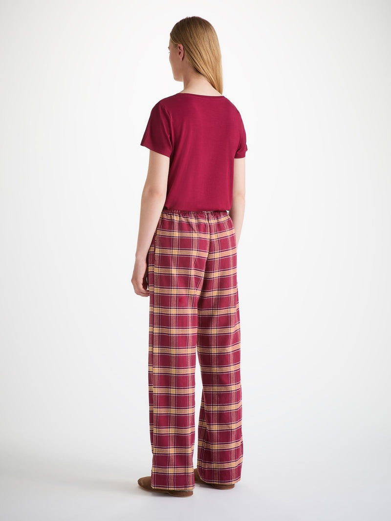 Women's Lounge Pants Kelburn 48 Brushed Cotton Burgundy - 4