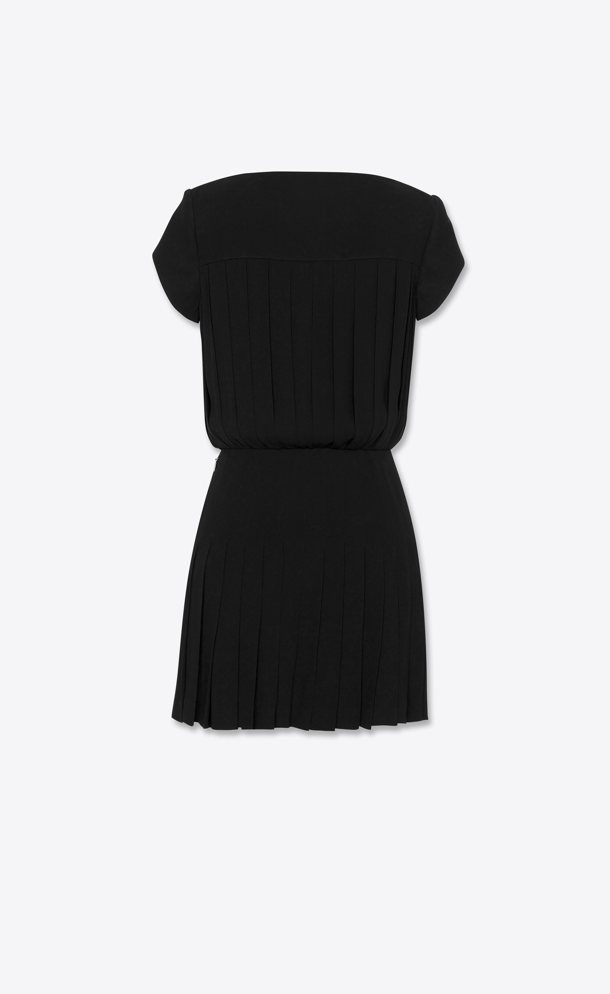 short-sleeve pleated dress in viscose crepe - 2