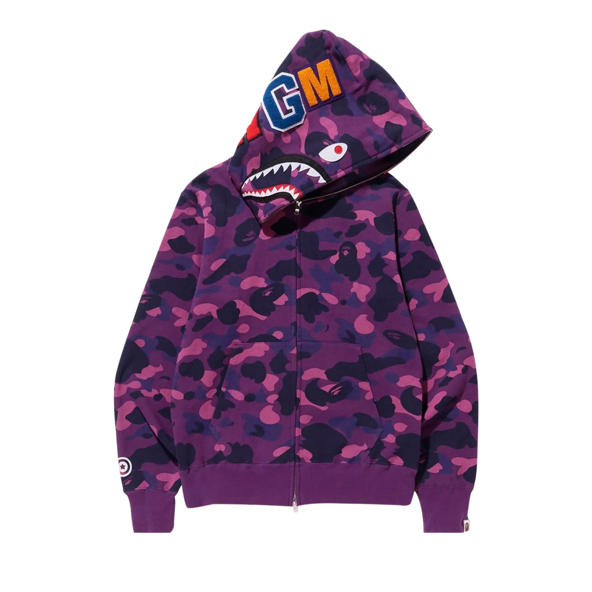 BAPE Color Camo Shark Full Zip Hoodie 'Purple' - 1