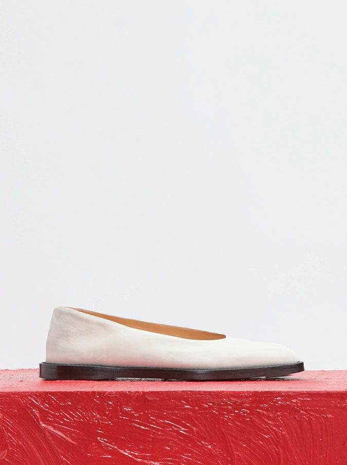 Kati Ballerina Flat Shoe in Cream Leather - 5