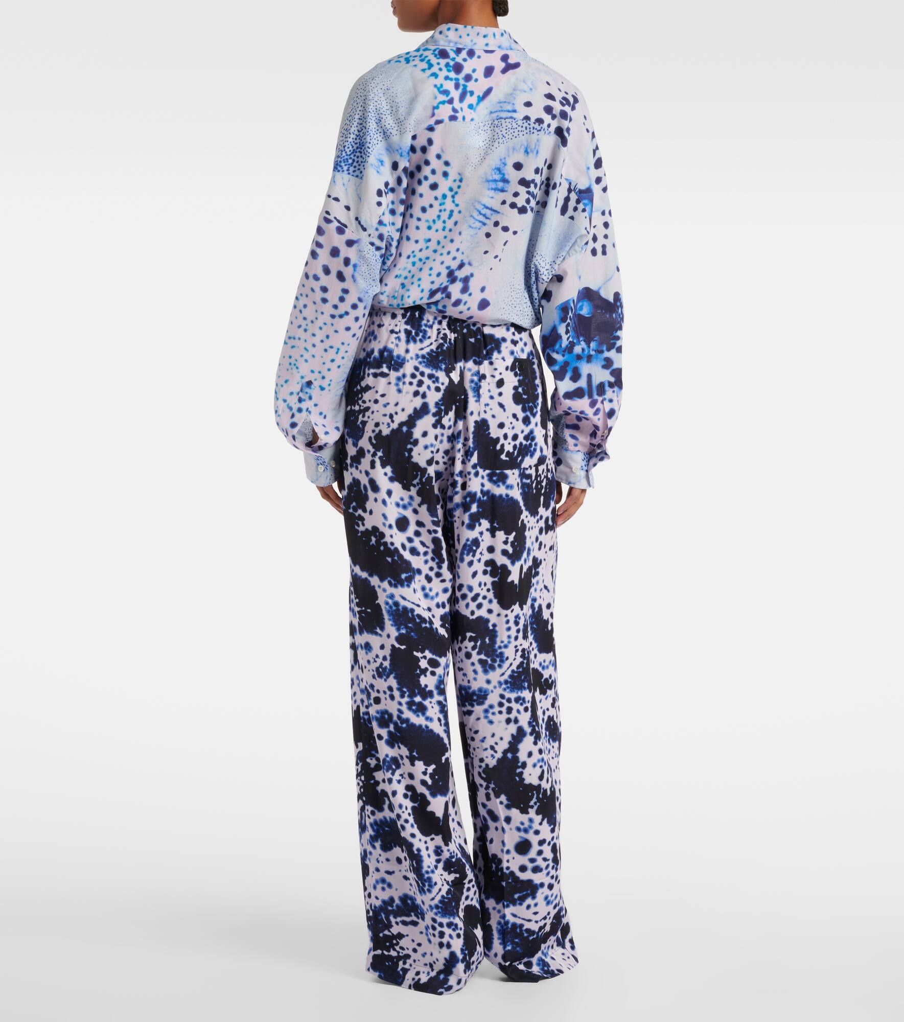 Printed high-rise wide-leg pants - 3